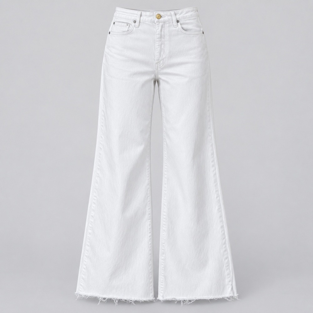 Pilcro High Rise Flare Leg Wide Leg Jeans Womens 27 White Raw Hem